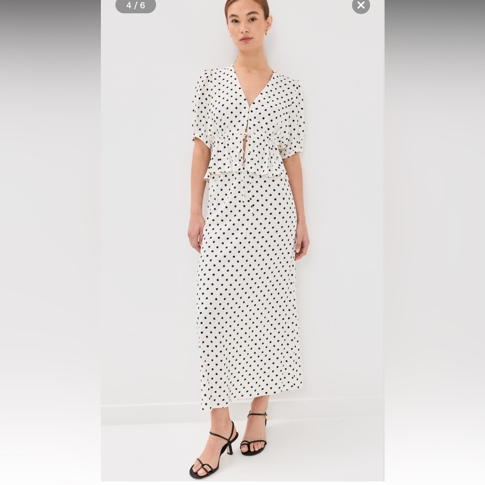 Jenni Kayne White Polka Dot Maxi skirt